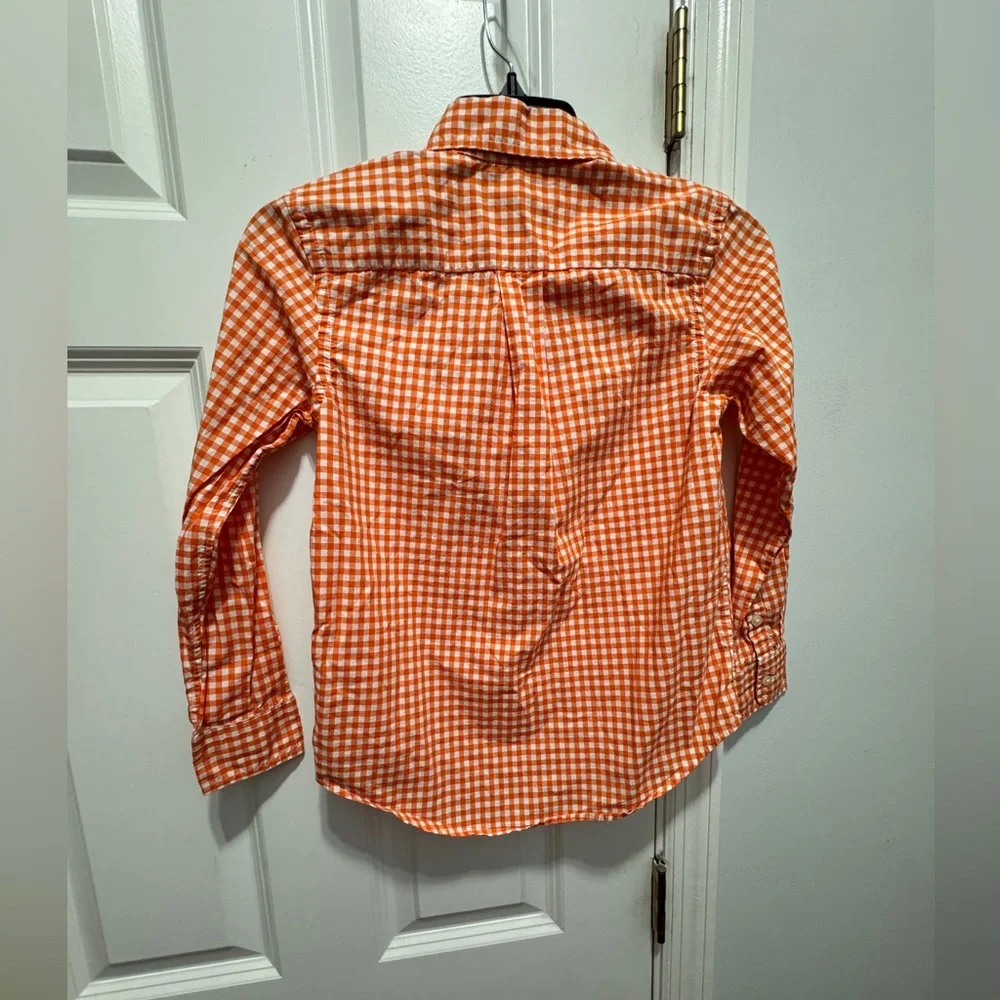Ralph Lauren size 8 orange / white check button down shirt